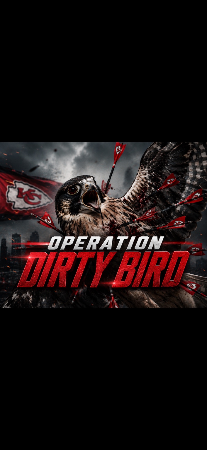 Operation Dirty Bird poster with falcon and Chiefs arrows